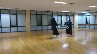 Crazy kendo drills practice  continous stikes to menkote and do at Jakarta kendo dojo [upl. by Llenoj]