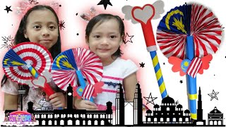 kipas HARI KEBANGSAAN 国庆艺术  fan paper art with cutie jiemei  Malaysia flag fan making [upl. by Zoellick]