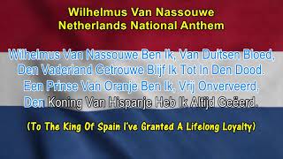 WILHELMUS VAN NASSOUWE The William  The Netherlands National Anthem LYRICSKaraoke SingALong [upl. by Einohpets]