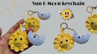 Sun amp Moon Crochet keychain နေနဲ့လသော့ချိတ်ထိုးနည်း [upl. by Nauqyt]