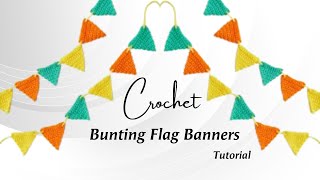 How To Crochet Bunting Flag Banners Easy Crochet Flag Garland Triangle Crochet in Any Size [upl. by Alywt303]