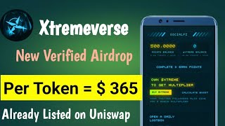 Xtremeverse Airdrop Reward Instant Points  Already Listed Token On Uniswap  Per Token 365 [upl. by Alleunam]