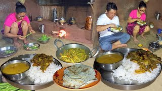 Darjeeling Village Cooking amp Eating Aloo Beans Fry Dal With Rice In Their Own StyleDarjeeling Food [upl. by Naimad]