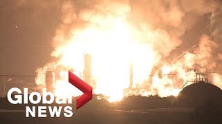 Massive fire and explosions rock Philadelphia oil refinery [upl. by Ydnim]