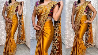 Vichitra SilkBorder Saree kaise PahneVichitra Silk Saree Draping TrickBeginners Draping Tutorial [upl. by Litnahs500]