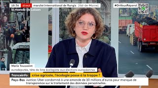 Crise agricole et écologie itw de Marie Toussaint tête de liste Les Écologistes aux Européennes [upl. by Lyris654]