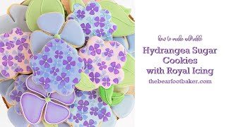 How to Make Adorable Hydrangea Sugar Cookies with Royal Icing [upl. by Ebbie]