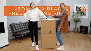 Unboxing a Freestanding Bioethanol Fireplace in Black  Bio Fireplace Group [upl. by Lananna]