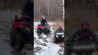 Квадропоездка с дочкой по первому снегу cforce520l cfmoto atv firstsnow offroad квадродети [upl. by Haimehen]