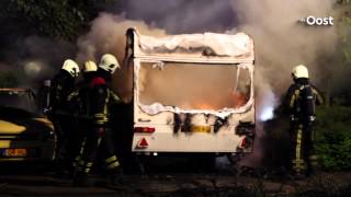 Caravan uitgebrand in Holten mogelijk brandstichting [upl. by Yeleak]