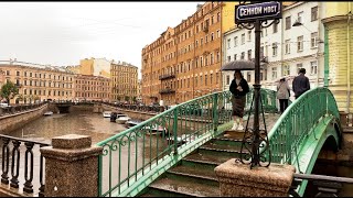 Walking Tour in St Petersburg 4К №316 Rainy morning on the Griboyedov Canal [upl. by Kemp]