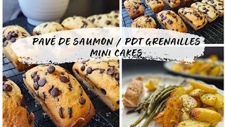 Idées REPAS  GOÛTER en moins de 10 min  saumon au four pdt grenailles mini cakes [upl. by Dahsar]