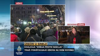 Stotine u Beogradu sedmu noć protestuju protiv izbornih prevara [upl. by Gnivri]