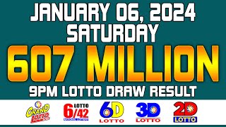 9PM PCSO Draw Lotto Result Today JanJanuary 6 2024 Complete Result [upl. by Dannye]