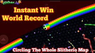 Slitherio INSTANT WIN Circling The Whole Slitherio Map  World Record  Zero To Hero with Secret [upl. by Cordey135]