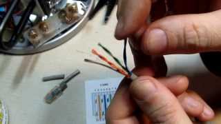 124 How to install an RJ45 connector on a CAT5 Ethernet network Patch Cable  DIY Repair [upl. by Yenohtna]