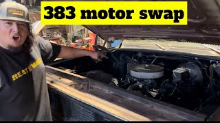 383 stroker motor swap on this old Chevy [upl. by Gathard560]