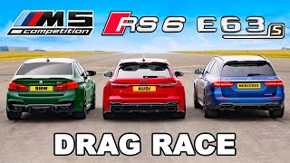 750hp BMW M5 v 750hp RS6 v 810hp AMG E63 S DRAG RACE [upl. by Wavell]