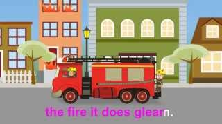 Drive Drive The Firetruck with lyrics Cheeky Diablos Cartoon Nursery Rhyme Big Red Hurry hurry [upl. by Ibrahim]