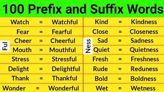 100 prefix and suffix words in english  prefix and suffix words  prefixes and suffixes  100 words [upl. by Chance]