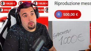 Dona 2000 Euro a Cicciogamer89 Spocchimax fan Pazzo in live [upl. by Elleirua]