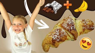 ♡• RECETTE PETIT DÉJEUNER CROISSANT CHOCOLAT BANANE  FACILE ET RAPIDE •♡ [upl. by Heidt]