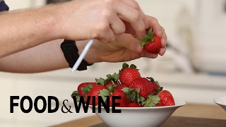 How to Hull Strawberries with a Straw  Mad Genius Tips  Food amp Wine [upl. by Anidal]