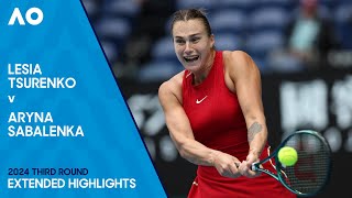 Lesia Tsurenko v Aryna Sabalenka Extended Highlights  Australian Open 2024 Third Round [upl. by Nallac]