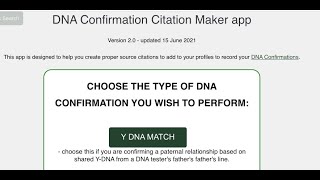 YDNA source citation on WikiTree using DNA Confirmation Citation maker app [upl. by Eleinad]