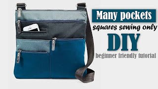 DIY MultyPocket Crossbody Messenger Bag  Sewing from Cloth at Home [upl. by Ader]