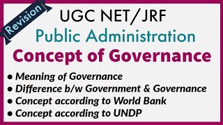 Concept of Governance  World Bank  UNDP  Revision Course  UGC NET JRF Public Administration [upl. by Eyar]