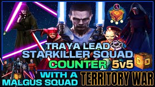 5v5 TRAYA LEAD STARKILLER SQUAD COUNTER wMALGUS SQUAD  SWGOH [upl. by Osbert]