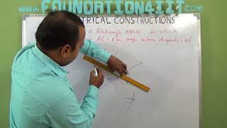 How to Construct a Rectangle When its one diagonal and the angle between the two diagonals are given [upl. by Assilam38]