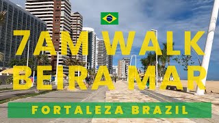 🇧🇷 Fortaleza Brazil Beach and Boardwalk 4K Walking Tour Beira Mar at 7am [upl. by Schilling916]