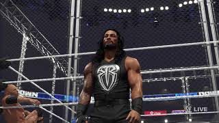 Head of the Table Roman Reigns vs The Final Boss The Rock in Steel Cage Match for Title 2k24 [upl. by Ellehsat244]