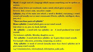 Word Syllables And parts [upl. by Iclek]