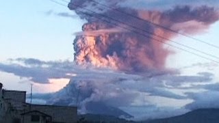 Ecuador volcano spews smoke and ash miles into the air [upl. by Greeson]