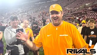 Josh Heupel Tennessee football celebrate win over Oklahoma in Norman [upl. by Itoc]