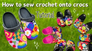 How to sew crochet onto crocs  StepByStep tutorial  QUICK amp EASY [upl. by Ainod]