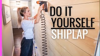 HOW TO SHIPLAP A WALL  ITS EASY amp CHEAP [upl. by Whall]