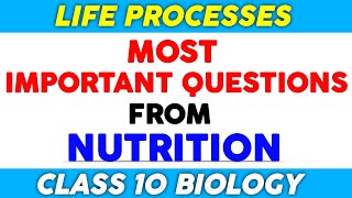 Nutrition  Class 10  Most Important Questions with Answers  Life Processes  Biology  Study Net [upl. by Ayisan]