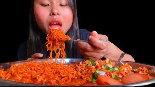 2x spicy 🌶️ 🌶️ current noodles and Gilo Chatpate Combo Mukbang asmr mukbang viral [upl. by Erek]