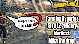 Borderlands 2 Bore Killing Hyperius for a new Norfleet get a drop [upl. by Ihsorih167]