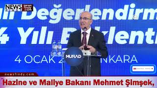 Hazine Maliye Bakanı Mehmet Şimşek MÜSİADın yıllık değerlendirme toplantısına katıldı 4 Ocak 2024 [upl. by Barabbas]