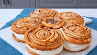 Süßer Hingucker Zimtschnecke in Blumenform  Zimtschnecken Rezept mit Vanillecreme und Nutella [upl. by Zedekiah]