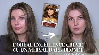 LOréal Excellence Crème 6U Universal Dark Blonde Review [upl. by Elagibba]