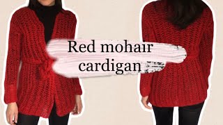 Red mohair cardigan ♥️ Begginer friendly [upl. by Haerb]