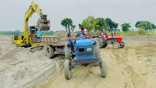 Swaraj Mahindra Sonalika Tractors Loading Sand by Jcb 3dx  Tractor Fully loaded trolley  Ep 57 [upl. by Sass]