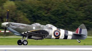 4K WARBIRDS Arrival  Spitfire T9 P51 Mustang quotFlyin Aviodrome Lelystadquot [upl. by Otrebogad]