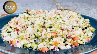 SUSTITUTO de Arroz y Pasta TABULE DE COLIFLOR Baja Rápico Colesterol Azúcar Hígado Graso Dieta [upl. by Eiramyma]